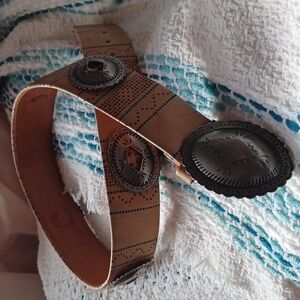 Vintage Sandy Duftler Leather Concho Belt